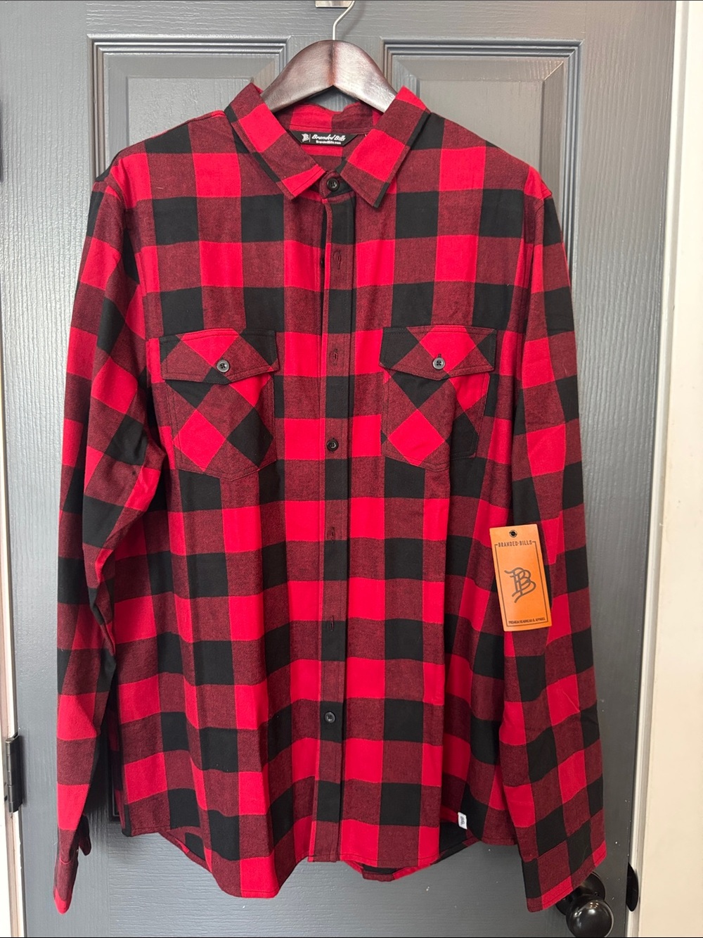 Men's Red and Black Buffalo Plaid Button-Up Shirt